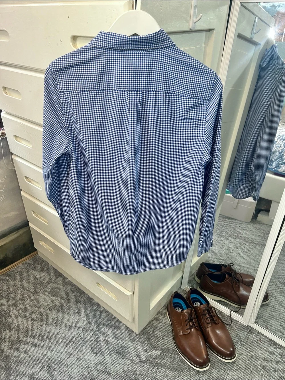Ralph Lauren 100% cotton Checkered Plaid Gingham Blue Button Down Collared Top✨